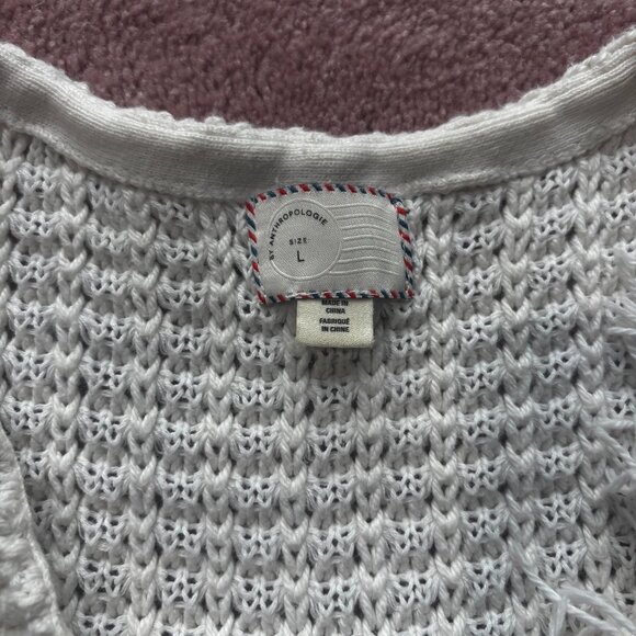 Anthropologie L Pacific Fringed Tank White Knit Fringe Blouse - Picture 4 of 5